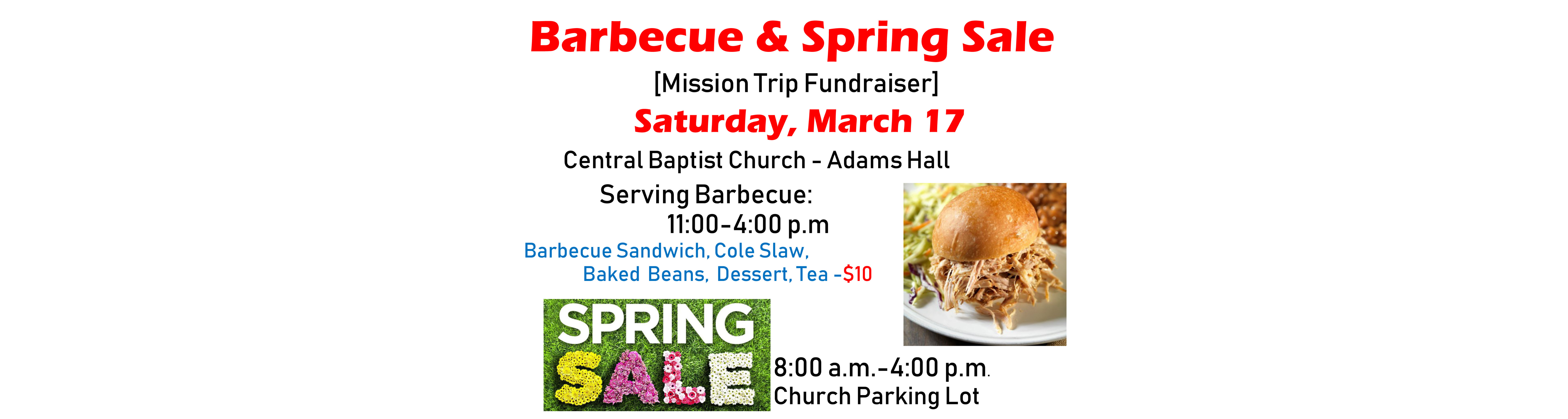 Barbecue and Spring Sale to Benefit Missions